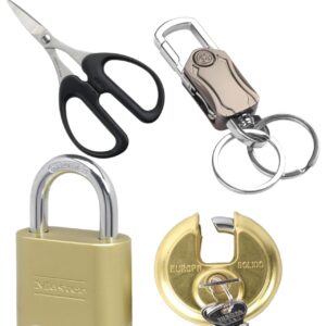 Scissors, lock & key chain